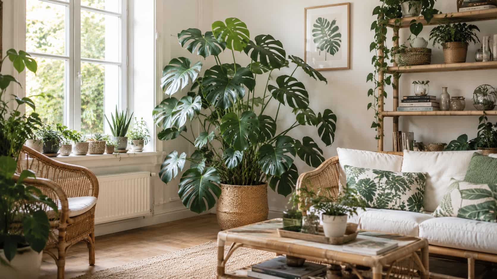 Woonkamer in botanische stijl
