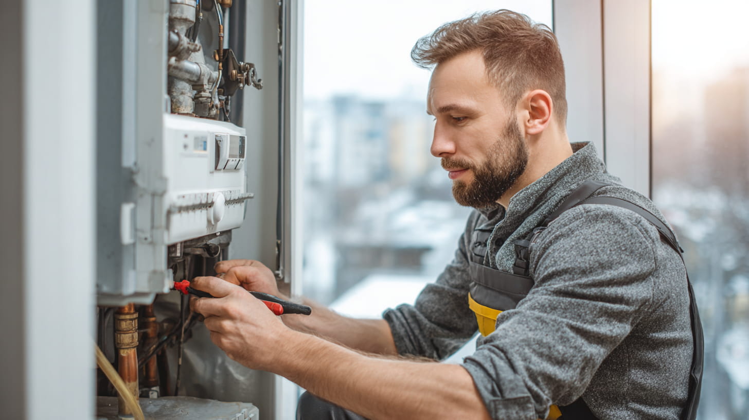 Monteur voert cv-onderhoud uit in huurwoning om storing te voorkomen
