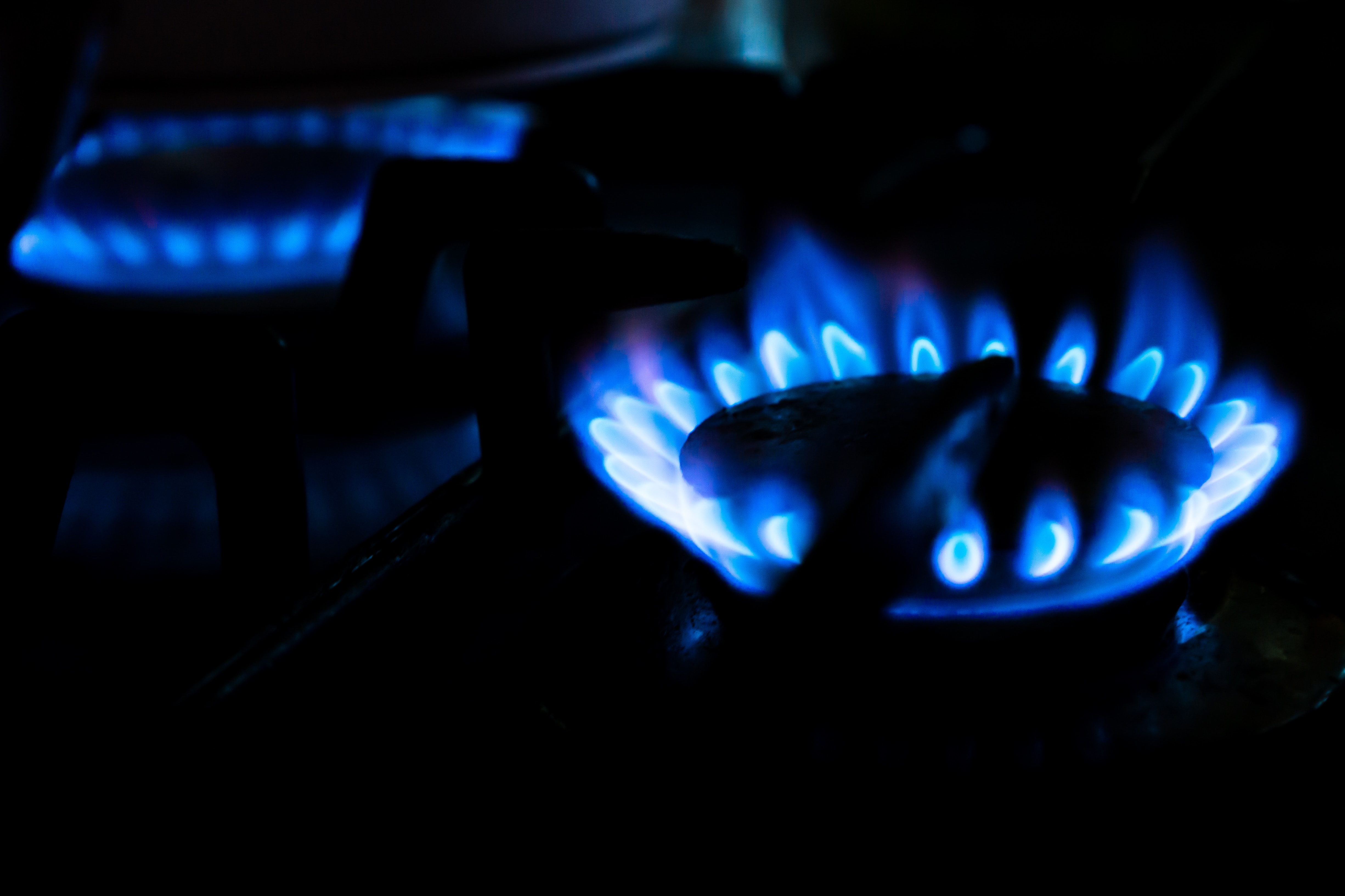 Een gaspit met een blauwe vlam Een gaspit met een blauwe vlam