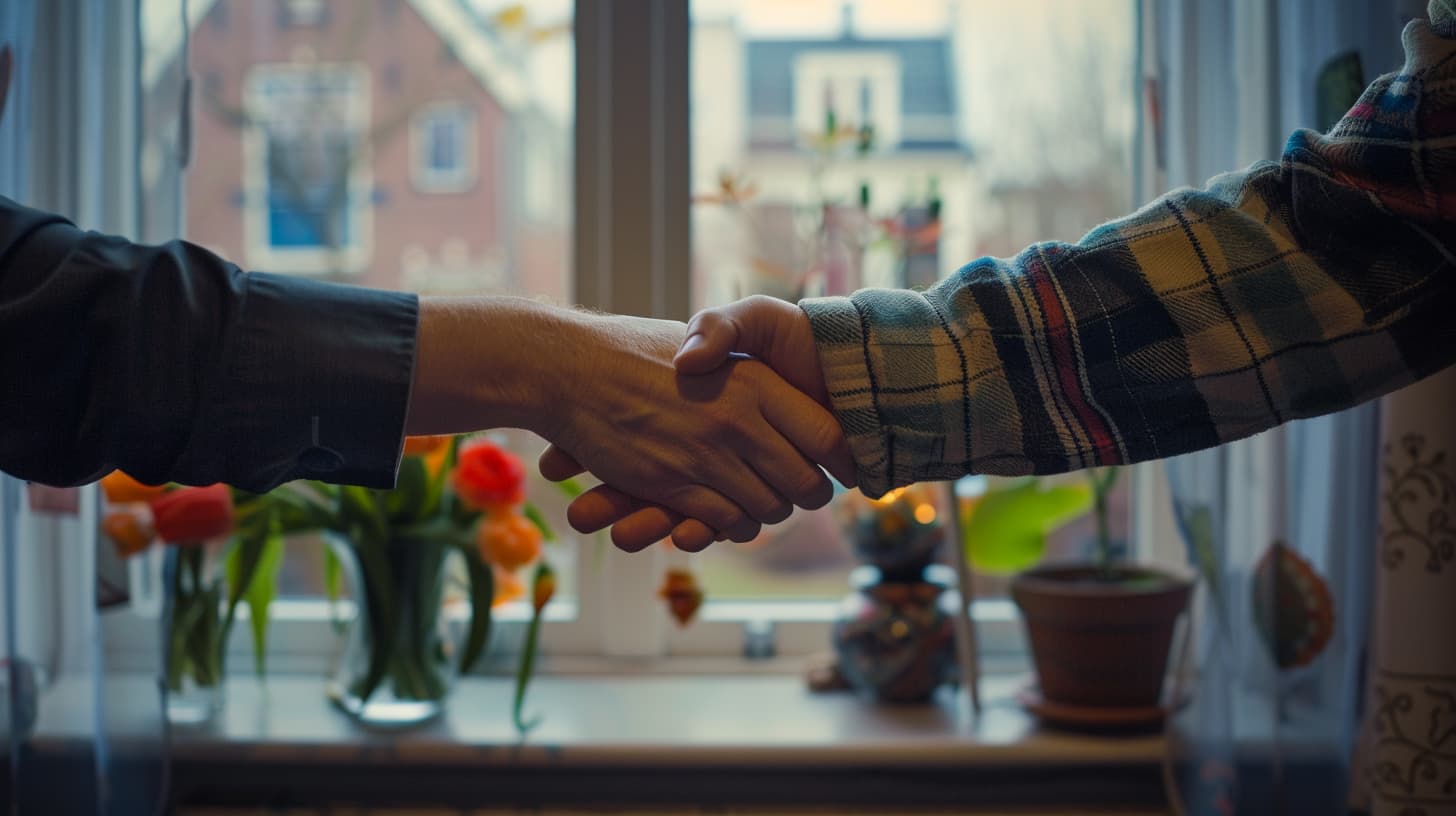 Twee mannen schudden elkaar de hand Twee mannen schudden elkaar de hand