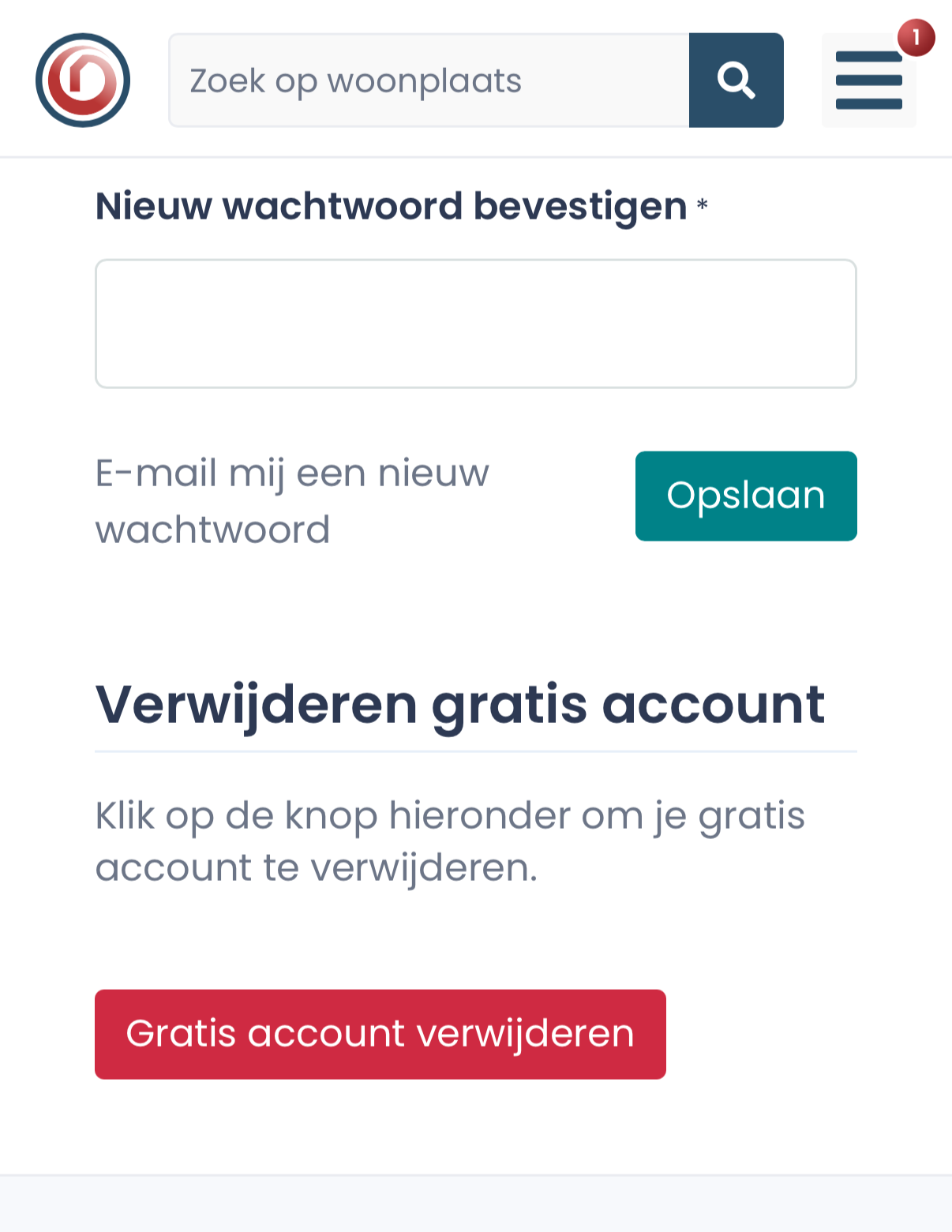 Huurstunt gratis account verwijderen in de account
