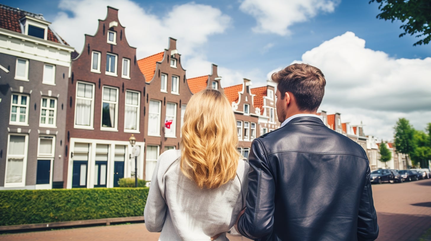 Betrouwbaarheid en integriteit in de vastgoedsector Een koppel kijkt naar woningen en overweegt hun opties.