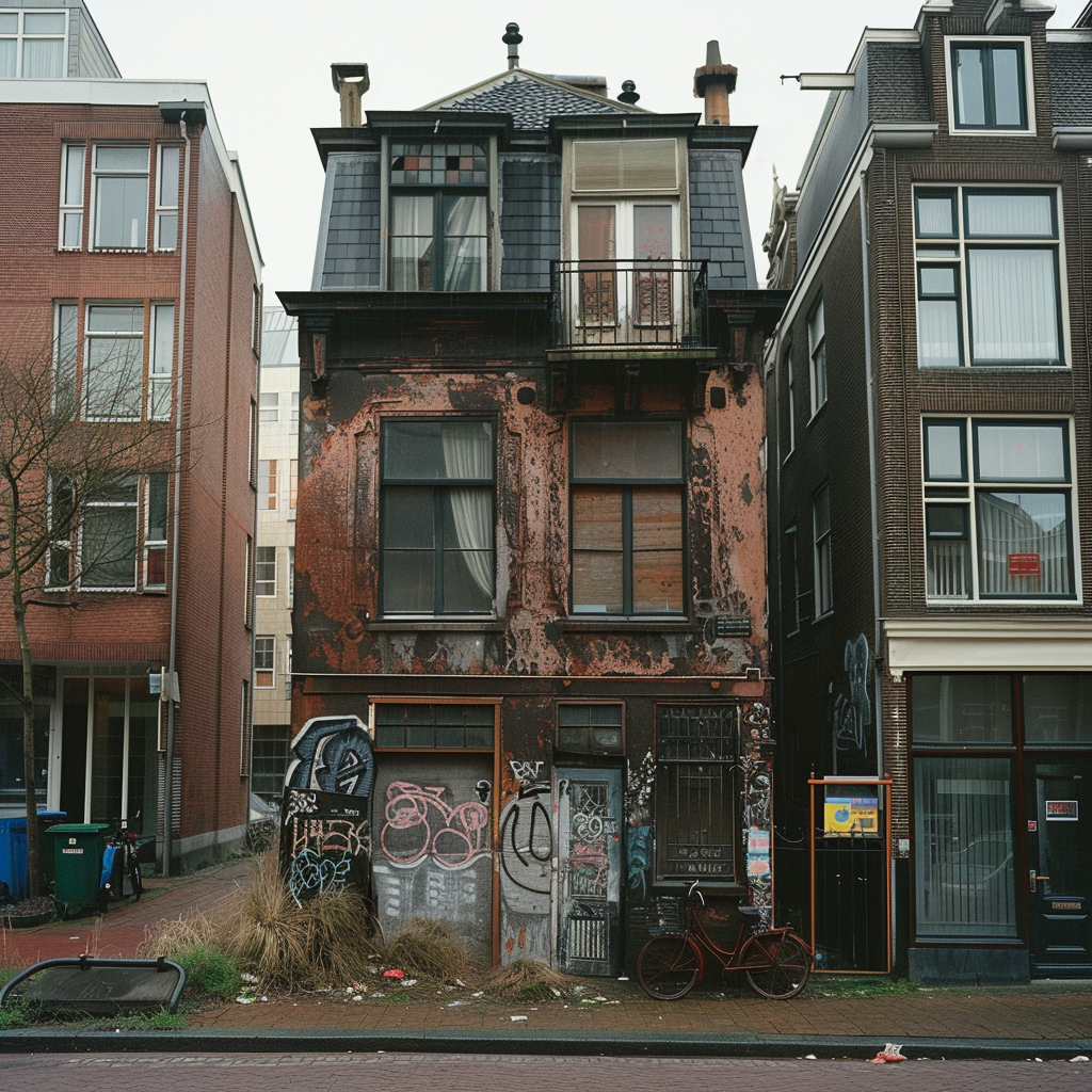 Een huis dEen huis in Amsterdam dat is gekraakt. (kraken)at is gekraakt. (kraken) Een huis in Amsterdam dat is gekraakt. (kraken)