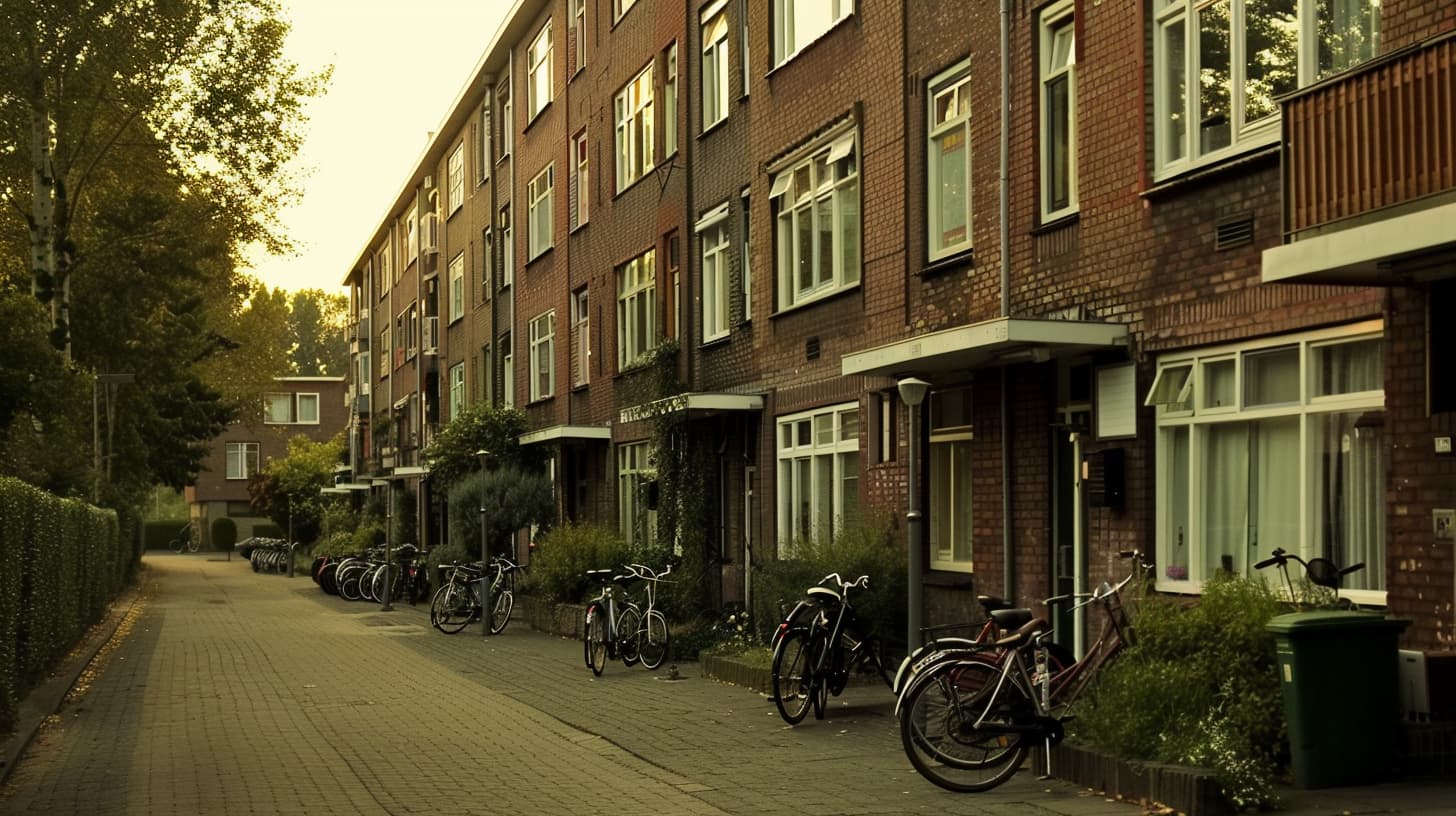 Een rij met portfiekflats Een rij met portfiekflats