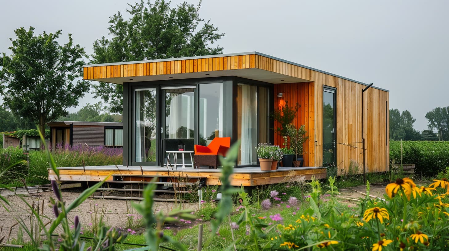 Een houten recreatiewoning in de natuur Een houten recreatiewoning in de natuur