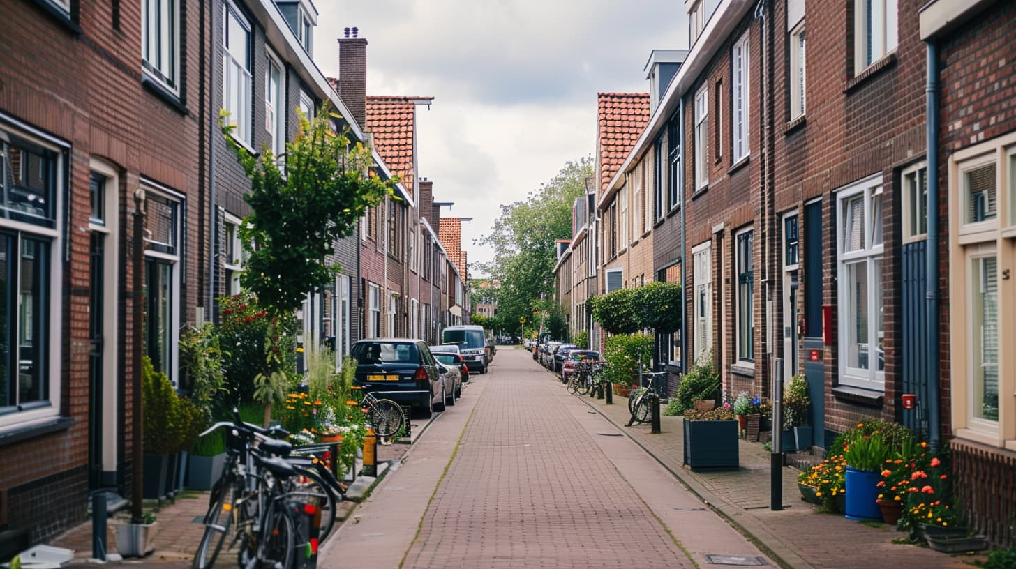 Rij van tussenwoningen in een Nederlandse straat