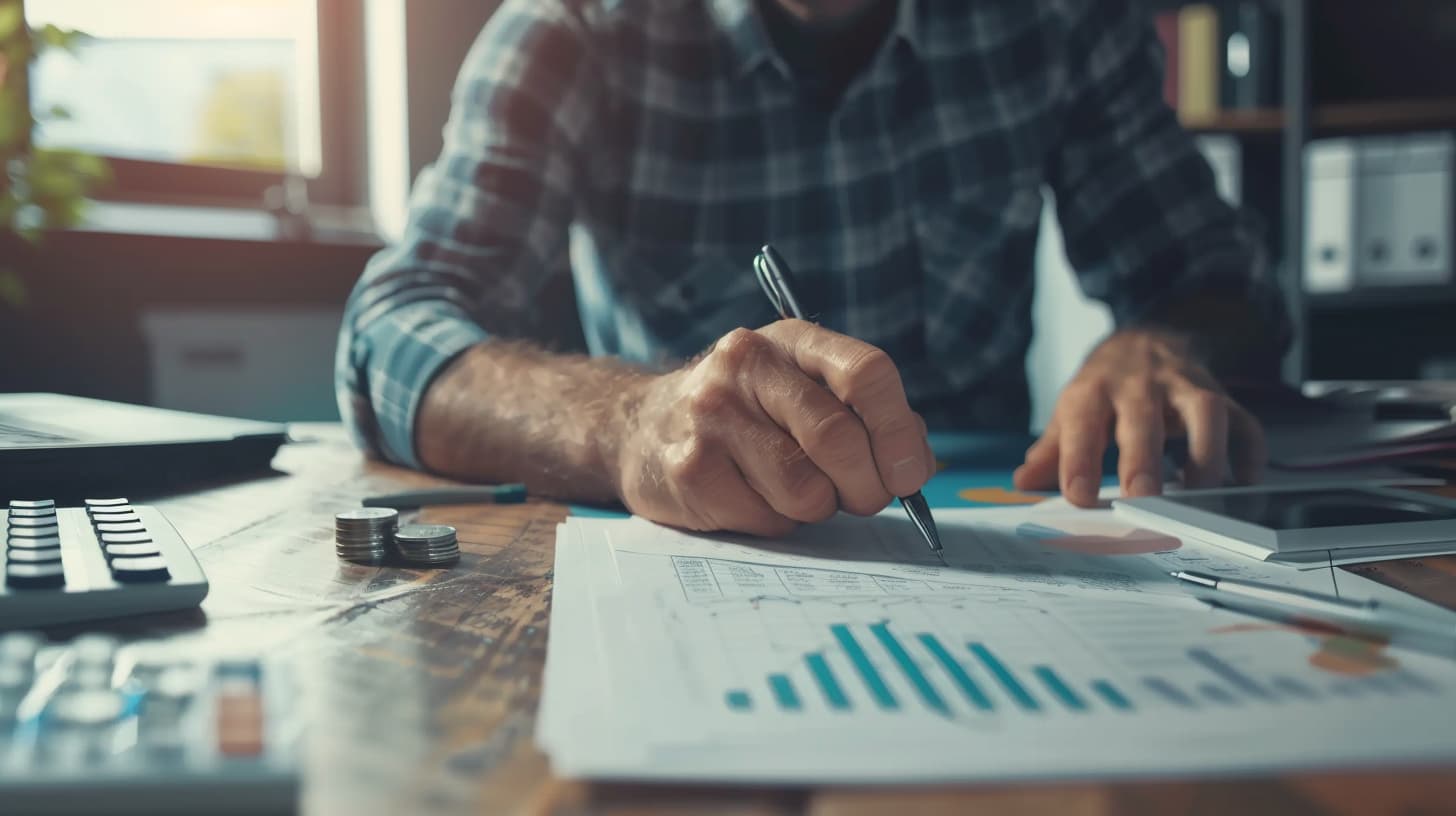 Man met geblokt hemd schrijft advies rapport over huurmarkt Man met geblokt hemd schrijft advies rapport over huurmarkt