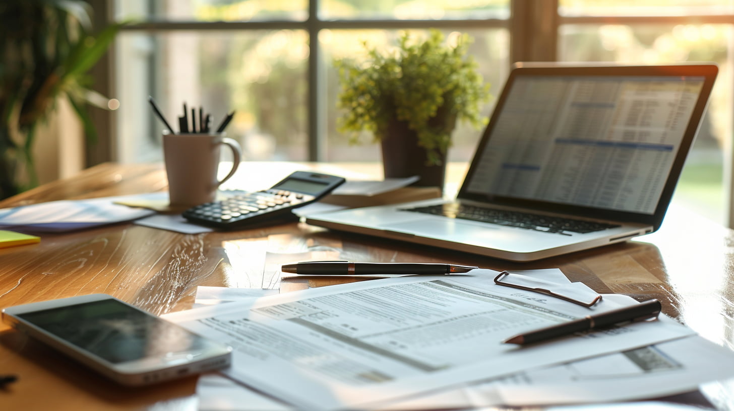 hypotheekcontract met huurbeding en bankdocumenten op bureau