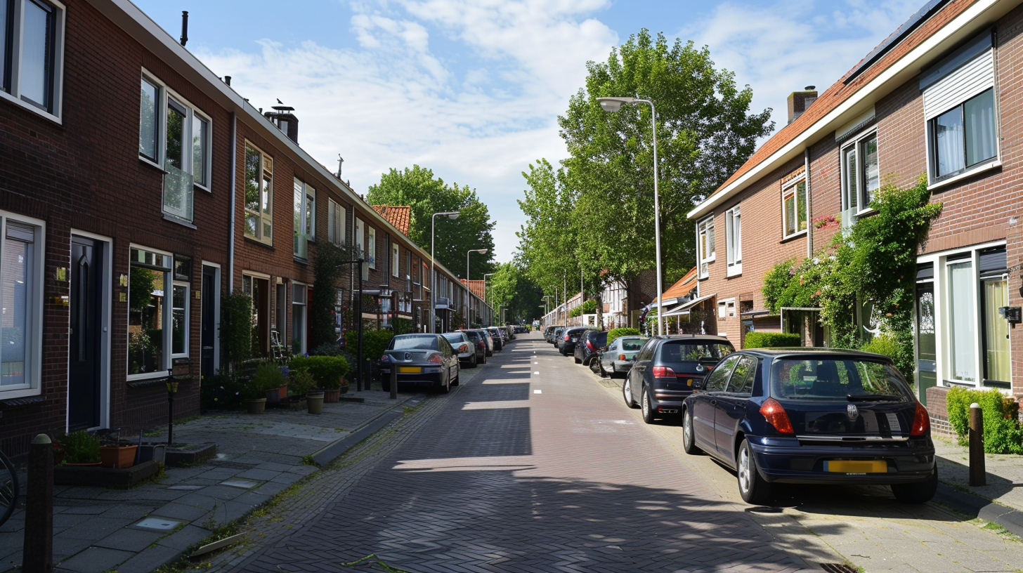Nederlandse straat met huurwoningen Nederlandse straat met huurwoningen