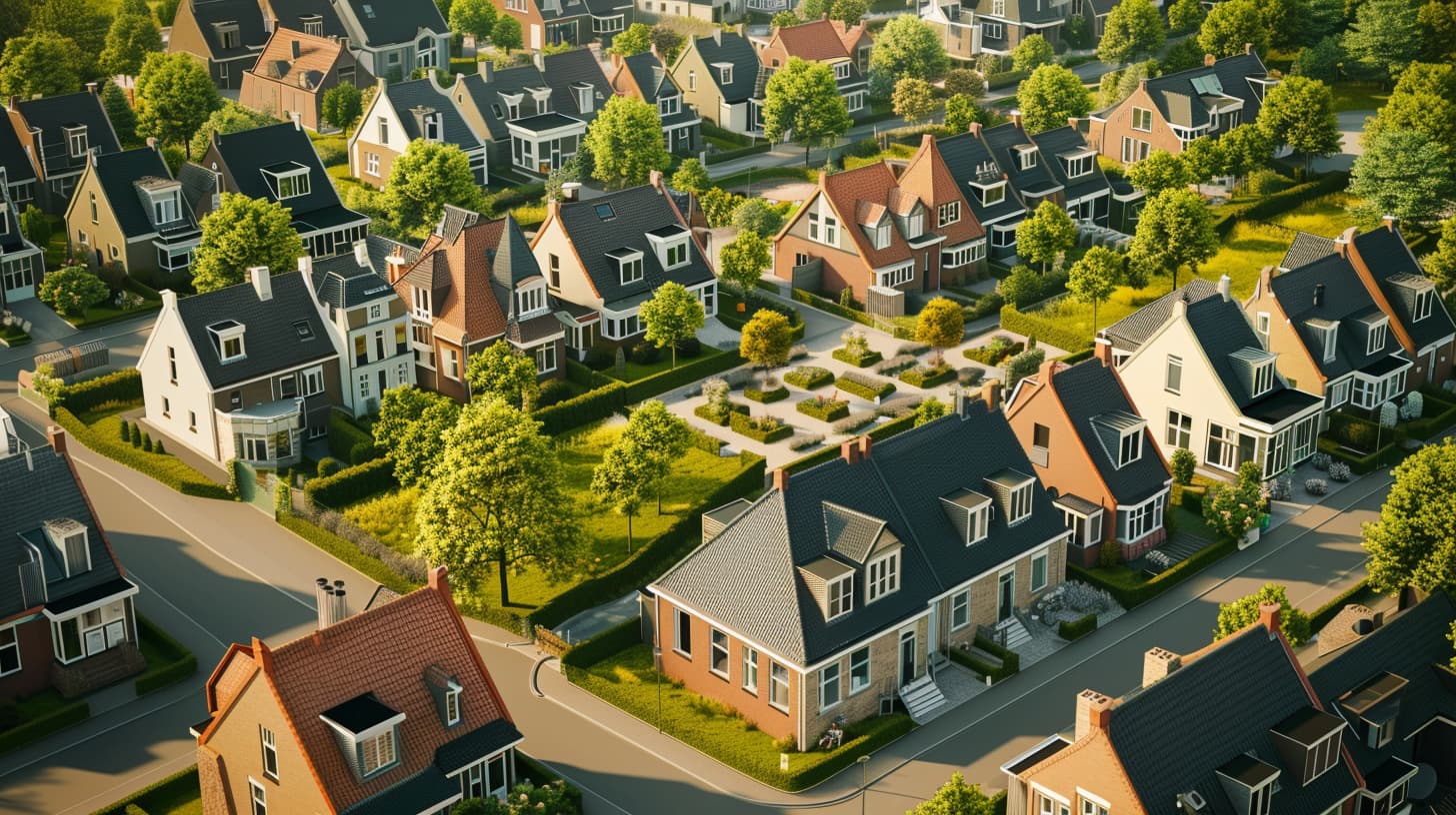 Bovenaanzicht van een woonwijk in nederland Bovenaanzicht van een woonwijk in nederland