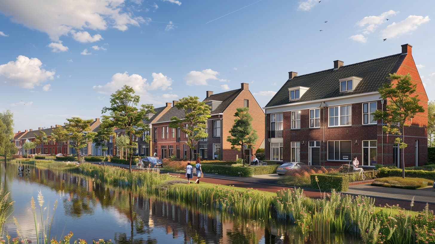 Een moderne woonwijk aan het water Een moderne woonwijk aan het water
